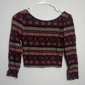 Forever 21 Burgundy Patterned Crop Top B